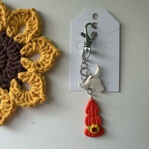 NWT Bull Keychain with Pumpkin Charm
